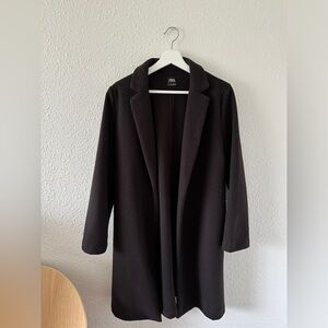 Dark brown Zara overcoat, size L
